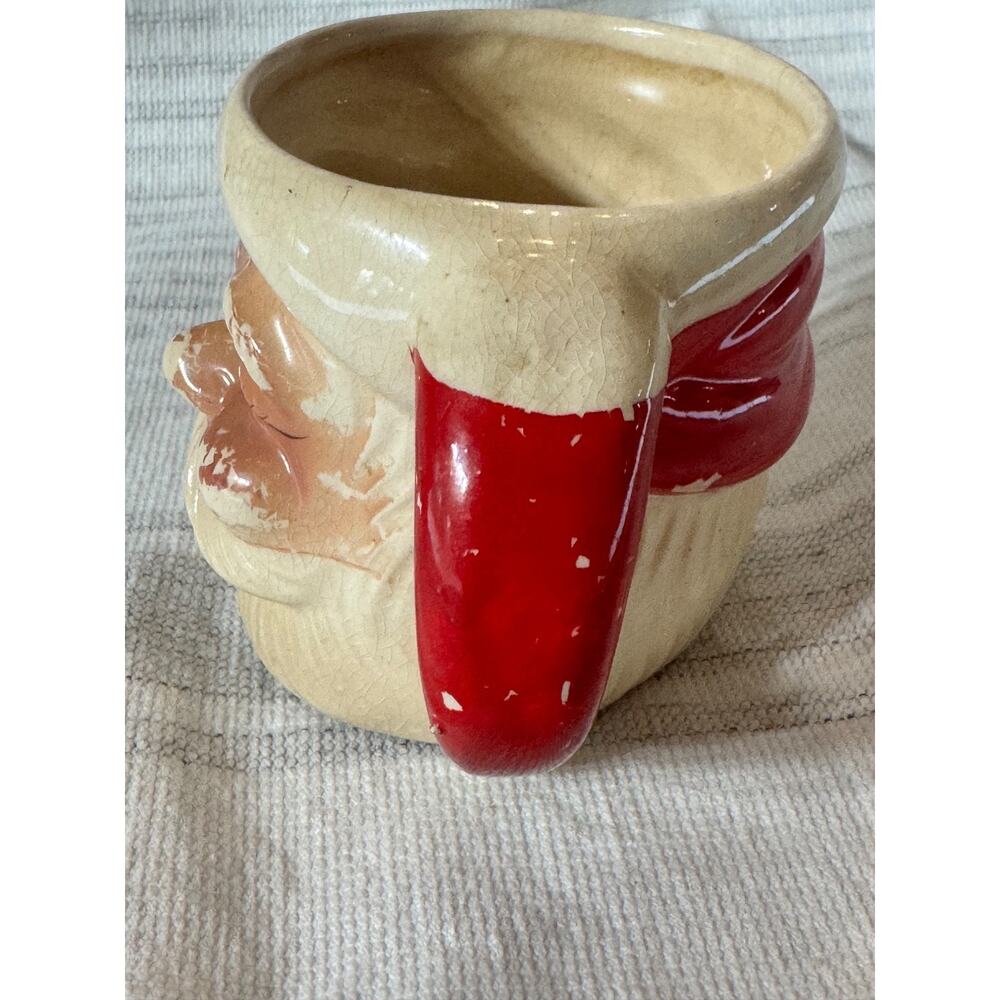 Vintage Santa Mug 1960-1970s Crackle Finish & Faded Paint Retro Christmas Decor - Picture 2 of 12
